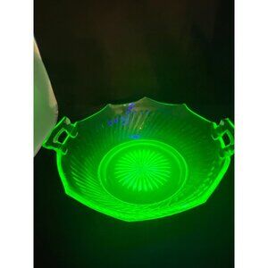 Imperial Glass Twisted Optic 2 Open-Handled Bowl Uranium